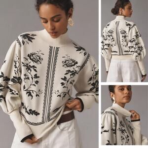 NWT Anthropologie Floral Turtleneck Sweater - Small